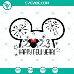 Disney Happy New Year 2023 SVG Files featuring Mouse Ears design for a festive celebration. Perfect for crafts and decorations.