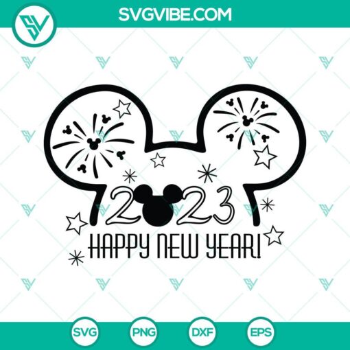 Disney Happy New Year 2023 SVG Files, Mouse Ears 2023 Happy New Year 1
