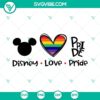 Disney Love Pride SVG featuring Mickey Mouse Head and a Pride Heart Rainbow design, perfect for LGBTQ+ celebrations.