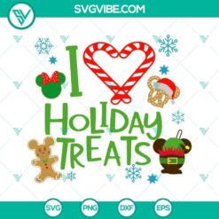 Disney Mickey Christmas I love Holiday Treats SVG Download PNG DXF EPS Cut
