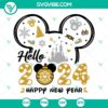Disney Mickey Hello 2024 SVG Image with Happy New Year and Merry Christmas elements, perfect for 2024 celebrations. Download now.