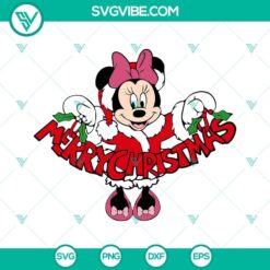Minnie Mouse Merry Christmas Disney SVG design for Cricut in PNG, DXF, and EPS formats.