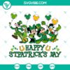 Disney Mouse and Friends St. Patrick's Day SVG files featuring Mickey, Minnie, and Pluto celebrating, perfect for crafts and projects.