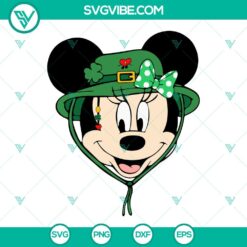 St Patrick's Day SVG files featuring Disney Mouse head designs - Mickey, Minnie, and Bad Bunny. Perfect for holiday crafts.