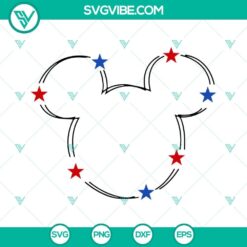 Patriotic Mickey and Minnie Mouse head USA flag SVG design for Disney enthusiasts. Perfect for Fourth of July crafts.