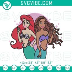 Disney Princess Ariel embroidery designs for The Little Mermaid fans, available as a digital file. Ideal for craft projects.