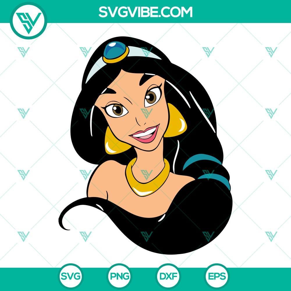 Disney Princess Jasmine SVG, Jasmine Vector Clipart, Aladdin SVG Disney Princess Jasmine SVG and Aladdin Vector Clipart for download, featuring Jasmine from Aladdin.