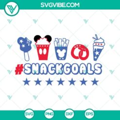 Disney snack goals and 4th of July themed SVG design, featuring popular Disney snacks. Perfect for Disney lovers celebrating Independence Day.