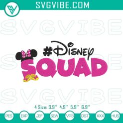 Disney Squad Minnie embroidery designs for group matching on Disney vacation.