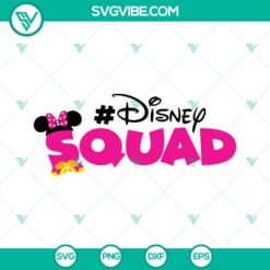Disney Squad Minnie Mouse SVG Images featuring Disney Friends and Family characters, ideal for crafting projects.