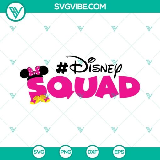 Disney Squad Minnie Mouse SVG Images featuring Disney Friends and Family characters, ideal for crafting projects.