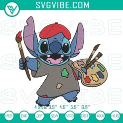 Disney Stitch Artist Embroidery Designs featuring fun cartoon character, downloadable file for crafting projects.
