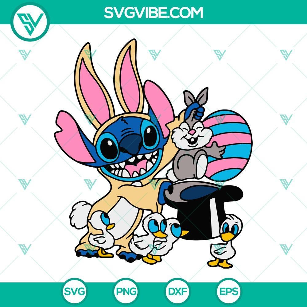 Disney Stitch Easter Bunny SVG, Stitch Easter Egg SVG, Stitch Easter SVG Disney Stitch Easter Bunny and Easter Egg SVG images perfect for Easter crafting projects featuring Stitch from Lilo & Stitch.