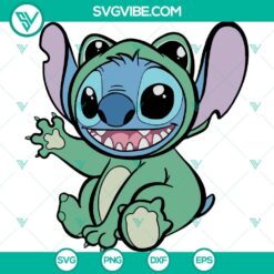 Stitch as Green Frog Disney SVG for download, Cute Stitch Design SVG Files for crafts and designs.