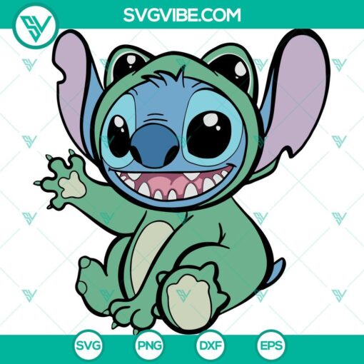 Stitch as Green Frog Disney SVG for download, Cute Stitch Design SVG Files for crafts and designs.
