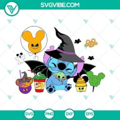 Disney Stitch Halloween SVG with carnival food and drink theme. Fun and festive design perfect for spooky season celebrations.