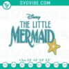 Disney The Little Mermaid logo embroidery designs featuring Ariel movie patterns on display.