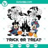 Disney Trick Or Treat SVG with Mickey and Minnie Mouse in Halloween costumes, Happy Halloween SVG design.