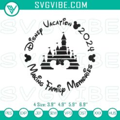 Disney Vacation 2024 Minnie embroidery file, perfect for family vacation projects.
