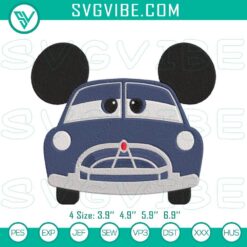 Doc Hudson Mickey Ears embroidery design featuring Disney Cars character, ideal for Disney enthusiasts.