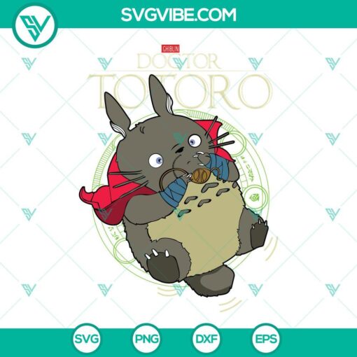 Doctor Totoro SVG file for crafting, featuring Totoro in a doctor outfit. Includes PNG, DXF, and EPS cut files for DIY projects.