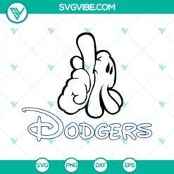Dodgers SVG featuring Mickey Mouse gloves design, Mickey Dodgers SVG file for baseball fans.
