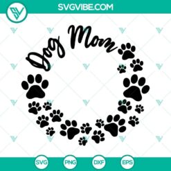 Dog Mom Christmas Wreath SVG file with PNG, DXF, and EPS cut files for holiday crafting projects. Perfect for dog lovers.