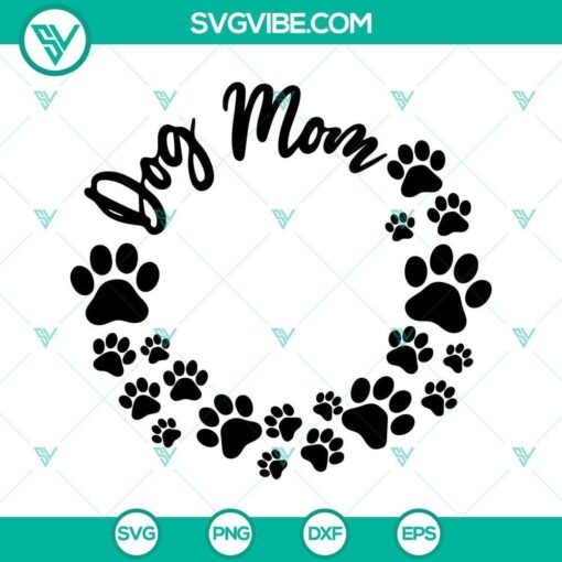 Dog Mom Christmas Wreath SVG file with PNG, DXF, and EPS cut files for holiday crafting projects. Perfect for dog lovers.