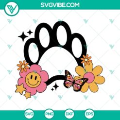 Dog Paw SVG File, Smiley Floral Butterfly SVG Download, Dog Lover SVG File, Dog Mama
