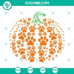 Dog paws pumpkin Halloween SVG files perfect for Cricut, with cute dog design in PNG, DXF, and EPS formats for crafting.