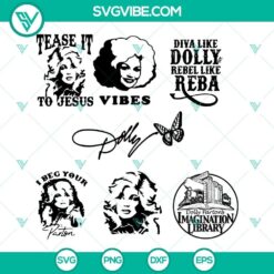 Dolly Parton bundle of SVG cut files with quotes for download, perfect for crafting projects and Dolly Parton fans alike.