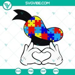 Donald Duck autism awareness heart SVG and puzzle pieces hat SVG images for download. Perfect for autism support.