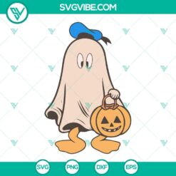 Donald Duck Ghost Halloween Pumpkin SVG images with Disney Donald Duck theme, perfect for Halloween crafts and decorations.
