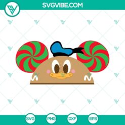 Disney Christmas SVG files featuring Donald Duck gingerbread hat ears design in PNG DXF EPS formats.