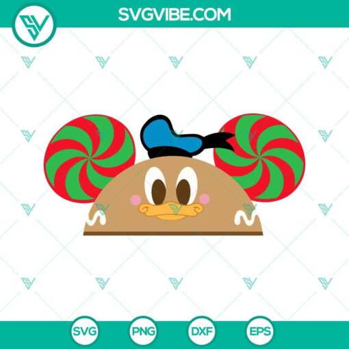 Disney Christmas SVG files featuring Donald Duck gingerbread hat ears design in PNG DXF EPS formats.