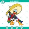Donald Duck wearing a sombrero in a Cinco De Mayo themed SVG design, featuring Mexican and Disney elements. Ideal for crafts and projects.