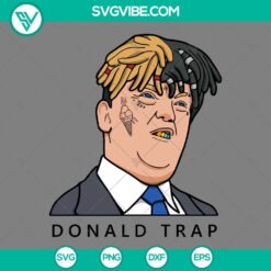 Donald Trap SVG featuring fusion of Donald Trump and XXXTentacion, available in PNG, EPS, DXF file formats.