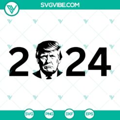 Trump 2024 silhouette design in SVG, PNG, DXF, and EPS formats for digital download.