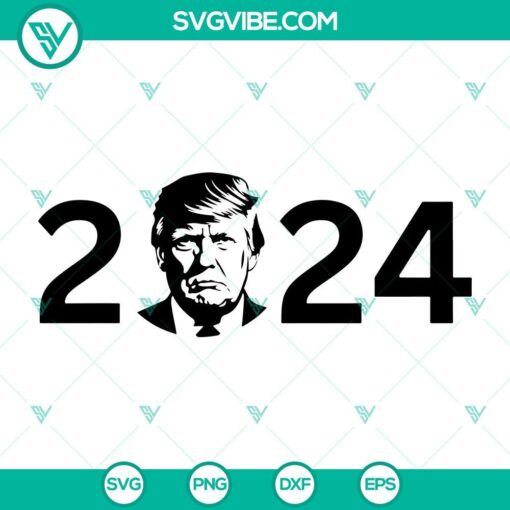 Trump 2024 silhouette design in SVG, PNG, DXF, and EPS formats for digital download.