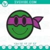 Donatello Ninja Turtle Smiley Face Embroidery, TMNT Character Design, Fun and Colorful Ninja Turtle Emoji, Sew-on Patch for Fans.