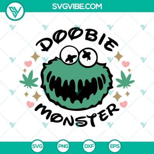 Doobie Monster Weed SVG Image with Funny 420 Stoner elements and Marijuana motif. Great for cannabis-themed projects.