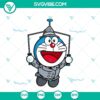 Doraemon character flying with bamboo copter in SVG and PNG file formats, Japanese cartoon design for download.