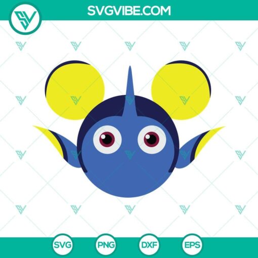Dory themed Mickey Mouse ears SVG images in PNG, DXF, and EPS formats for crafts and projects.