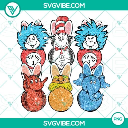 Dr Seuss Easter Bunny, Peeps PNG files for Read Across America celebration. Premium quality PNG download.