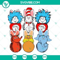 Dr Seuss themed Easter Bunny and Funny Peeps SVG downloads for Read Across America celebration. Great for crafts and projects.