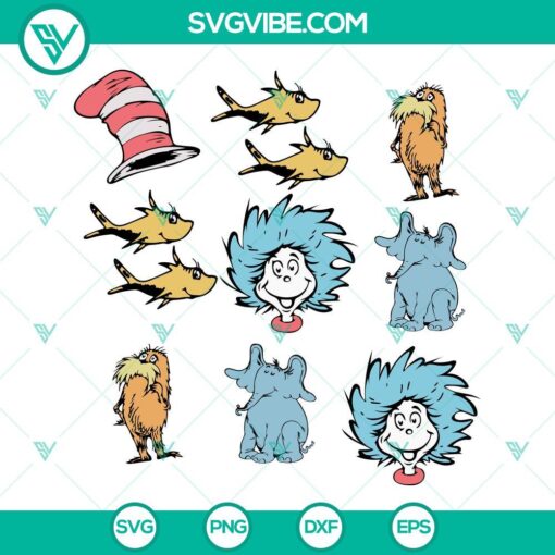Dr Seuss Elements SVG Images, Read Across America SVG Image, Dr Seuss Day SVG Download 1