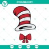 Dr Seuss Cat In The Hat SVG for Read Across America celebration, whimsical red and white striped hat design, SVG file download.
