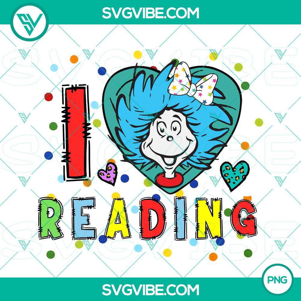 Dr Seuss Miss Thing I Love Reading PNG Image, Read Across America Day PNG File Dr Seuss themed Miss Thing I Love Reading PNG file for Read Across America Day celebration, featuring colorful and whimsical design.