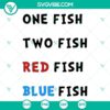 Dr Seuss inspired one fish two fish red fish blue fish SVG images in PNG, DXF, and EPS formats for crafts and projects.