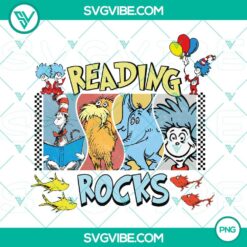 Dr Seuss Reading Rocks, Dr Seuss Day, and The Lorax PNG files for digital use on Dr Seuss themed projects.